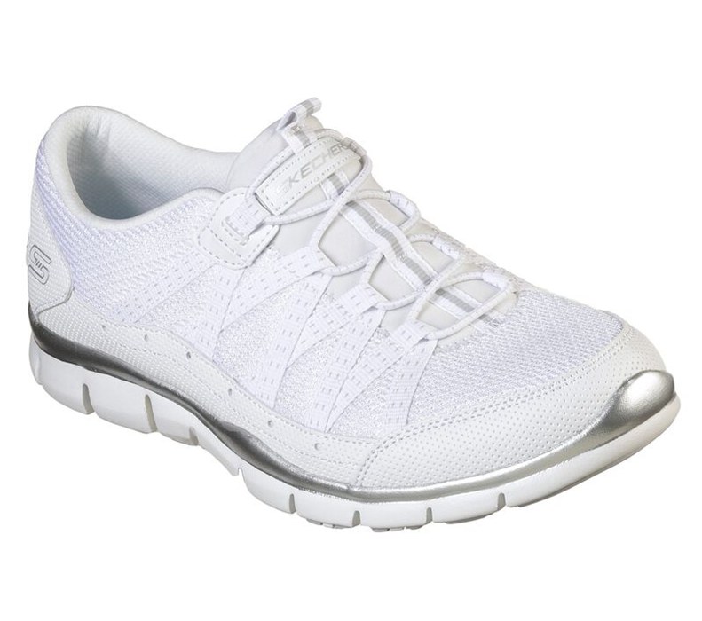 Skechers Gratis - Strolling - Womens Slip On Shoes White/Silver [AU-WI1703]